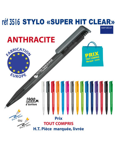 STYLO SUPER HIT CLEAR REF 3516 3516 Stylos plastiques  0,42 €