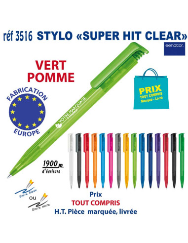 STYLO SUPER HIT CLEAR REF 3516 3516 Stylos plastiques  0,42 €