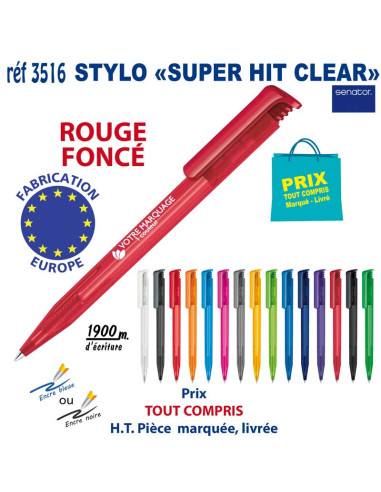 STYLO SUPER HIT CLEAR REF 3516 3516 Stylos plastiques  0,42 €