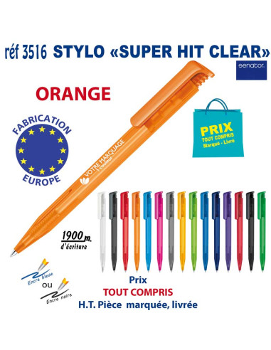 STYLO SUPER HIT CLEAR REF 3516 3516 Stylos plastiques  0,42 €