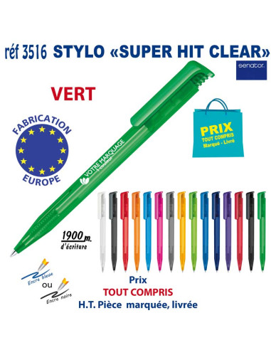 STYLO SUPER HIT CLEAR REF 3516 3516 Stylos plastiques  0,42 €