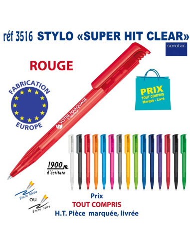 STYLO SUPER HIT CLEAR REF 3516 3516 Stylos plastiques  0,42 €