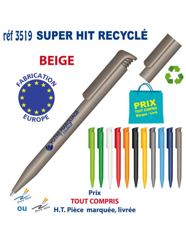 STYLO SUPER HIT RECYCLE REF 3519 3519 Stylos plastiques  0,55 €