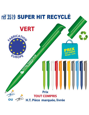 STYLO SUPER HIT RECYCLE REF 3519 3519 Stylos plastiques  0,55 €