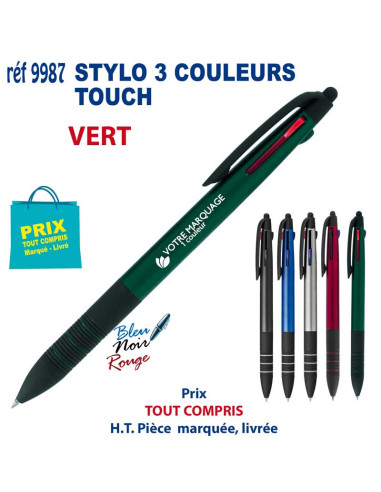 STYLO 3 COULEURS TOUCH REF 9987 9987 Stylos plastiques  1,76 €