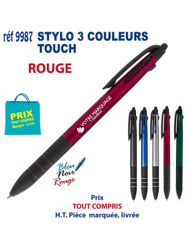 STYLO 3 COULEURS TOUCH REF 9987 9987 Stylos plastiques  1,76 €