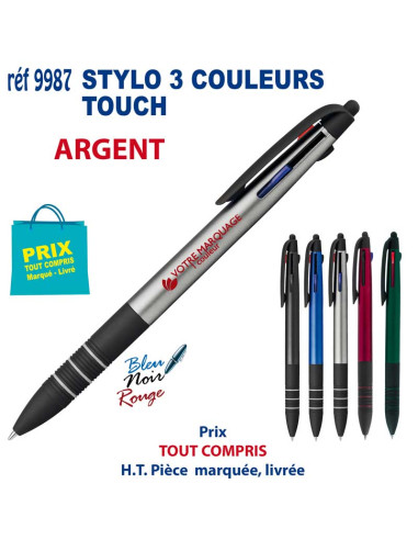 STYLO 3 COULEURS TOUCH REF 9987 9987 Stylos plastiques  1,76 €