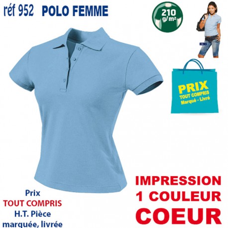POLO FEMME 210 GRS 952 POLOS PUBLICITAIRES PERSONNALISES  7,43 €