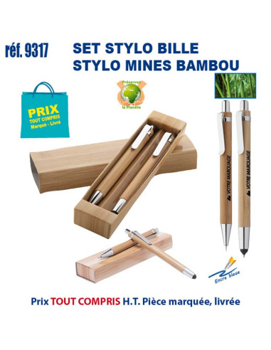 SET STYLO BILLE STYLO MINES BAMBOU REF 9317 9317 Stylos Bois, carton, recyclé  4,95 €