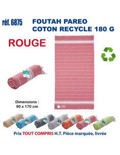 Paréo foutah serviette de plage coton recyclé 180 grs REF 6875 6875 SERVIETTES : OBJETS ET TEXTILE PUBLICITAIRE  14,07 € 2