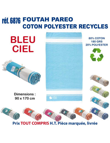 Paréo foutah serviette de plage coton/polyester recyclé 180 grs REF 6876 6876 SERVIETTES : OBJETS ET TEXTILE PUBLICITAIRE  14...