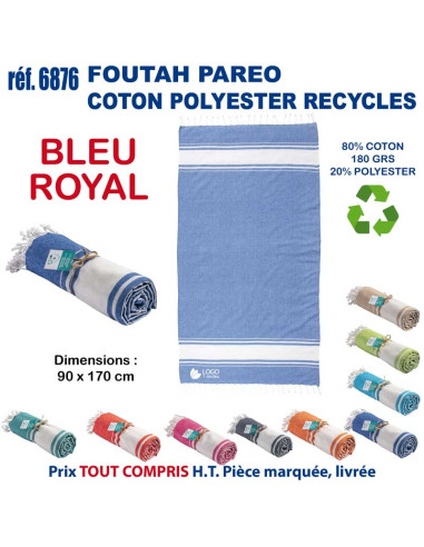 Paréo foutah serviette de plage coton/polyester recyclé 180 grs REF 6876 6876 SERVIETTES : OBJETS ET TEXTILE PUBLICITAIRE  14...