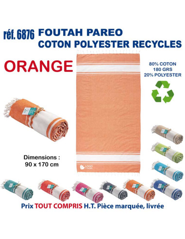 Paréo foutah serviette de plage coton/polyester recyclé 180 grs REF 6876 6876 SERVIETTES : OBJETS ET TEXTILE PUBLICITAIRE  14...