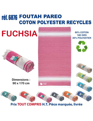 Paréo foutah serviette de plage coton/polyester recyclé 180 grs REF 6876 6876 SERVIETTES : OBJETS ET TEXTILE PUBLICITAIRE  14...