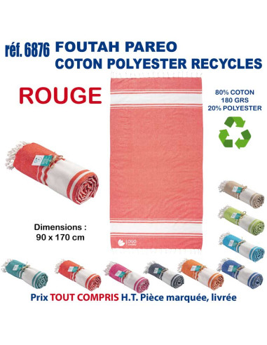 Paréo foutah serviette de plage coton/polyester recyclé 180 grs REF 6876 6876 SERVIETTES : OBJETS ET TEXTILE PUBLICITAIRE  14...