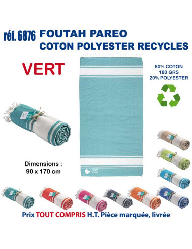 Paréo foutah serviette de plage coton/polyester recyclé 180 grs REF 6876 6876 SERVIETTES : OBJETS ET TEXTILE PUBLICITAIRE  14...