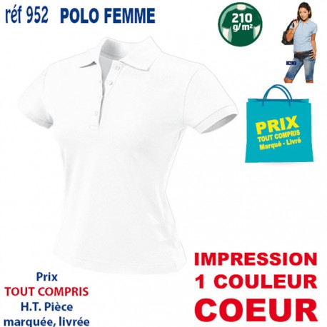 POLO FEMME 210 GRS 952 POLOS PUBLICITAIRES PERSONNALISES  7,43 €