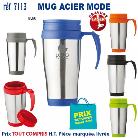 MUG ACIER MODE REF 7113 7113 MUGS GOBELETS PUBLICITAIRES PERSONNALISES  7,20 €