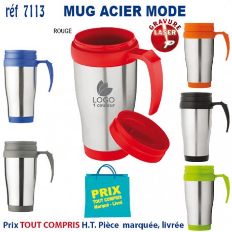 MUG ACIER MODE REF 7113 7113 MUGS GOBELETS PUBLICITAIRES PERSONNALISES  7,20 €