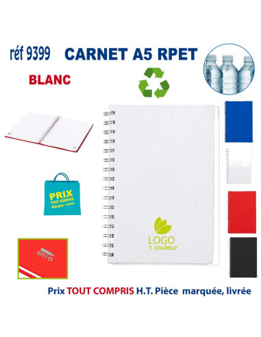 CARNET A5 RPET REF 9399 9399 Carnet personnalisé  4,57 €