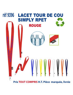 LACET SIMPLY RPET REF 9396 9396 lacet tour de cou publicitaire  1,85 €
