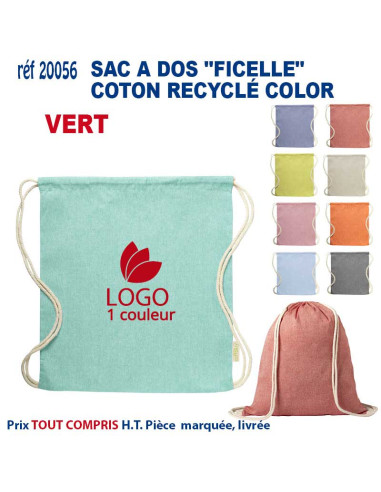 SAC A DOS FICELLE COTON RECYCLE COLOR REF 20056 20056 SAC A DOS  4,63 €