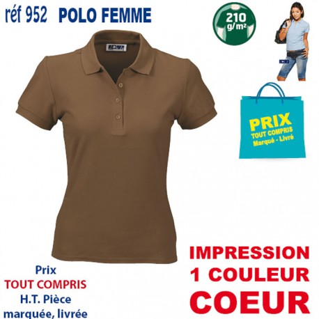 POLO FEMME 210 GRS 952 POLOS PUBLICITAIRES PERSONNALISES  7,43 €
