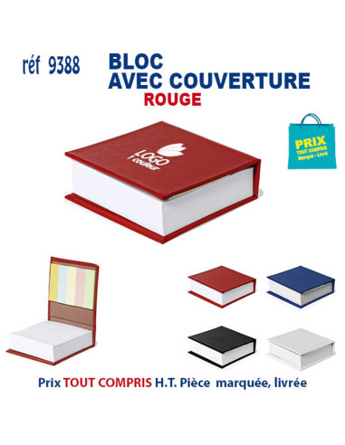 BLOC NOTES EPAIS AVEC COUVERTURE RIGIDE COLOREE REF 9388 9388 bloc notes - bloc mémos  3,92 €