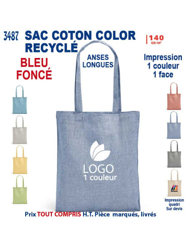 TOTE BAG COTON RECYCLE REF 3487 3487 SACS SHOPPING - TOTEBAG  2,54 €
