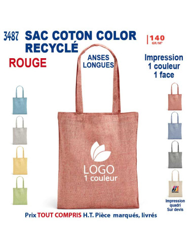 TOTE BAG COTON RECYCLE REF 3487 3487 SACS SHOPPING - TOTEBAG  2,54 €