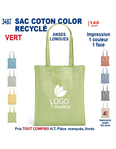 TOTE BAG COTON RECYCLE REF 3487 3487 SACS SHOPPING - TOTEBAG  2,54 €