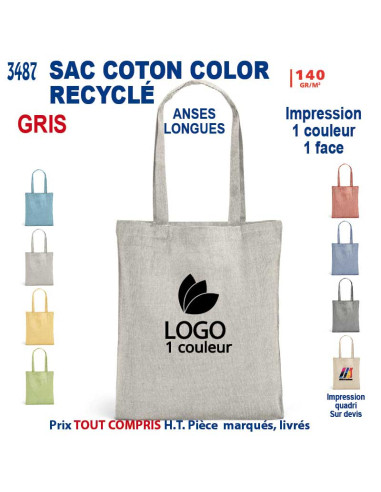 TOTE BAG COTON RECYCLE REF 3487 3487 SACS SHOPPING - TOTEBAG  2,54 €