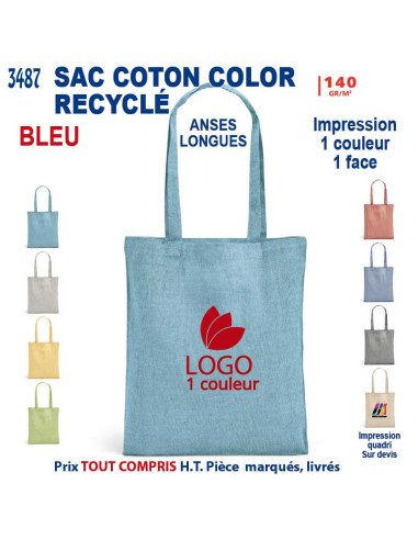 TOTE BAG COTON RECYCLE REF 3487 3487 SACS SHOPPING - TOTEBAG  2,54 €
