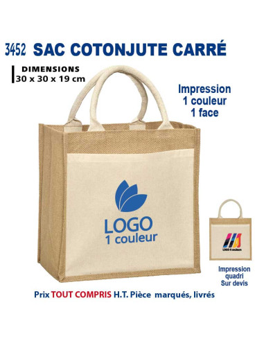 SACS COTONJUTE CARRE REF 3452 3451 SACS SHOPPING - TOTEBAG  5,62 €
