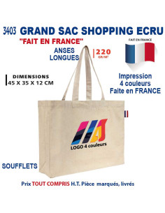 GRAND SAC COTON ECRU 220 GRS FAIT EN FRANCE REF 3403 3403 BONS PLANS 6,28 €