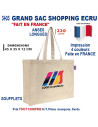GRAND SAC SHOPPING COTON ECRU 220 GRS FAIT EN FRANCE REF 3403 3403 BONS PLANS 6,28 €