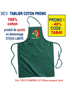 GRAND TABLIER COTON EN PROMO POCHE REF 747V 747V TABLIERS DE CUISINE PERSONNALISES PUBLICITAIRES  5,88 €