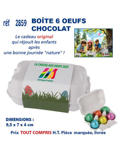 BOÎTE 6 OEUFS CHOCOLAT FOURRE PRALINE REF 2859 2859 JEUX - ENFANTS : OBJETS PUBLICITAIRES  4,99 €