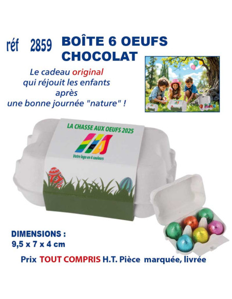 BOÎTE 6 OEUFS CHOCOLAT FOURRE PRALINE REF 2859 2859 JEUX - ENFANTS : OBJETS PUBLICITAIRES  4,99 €