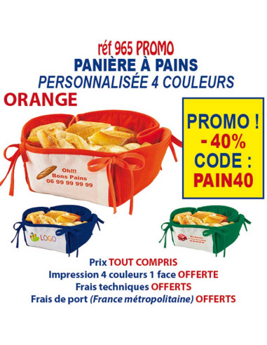 PANIERE A PAIN COTON REF 965 PROMO 965 PROMO TEXTILE PUBLICITAIRE POUR LA CUISINE  2,20 €