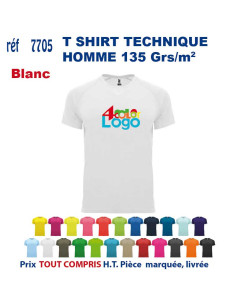 T-SHIRT SPORT RESPIRANT BLANC HOMME OU FEMME REF 7705 7705 blanc T SHIRTS SPORT RESPIRANTS 135 GRS  5,40 €