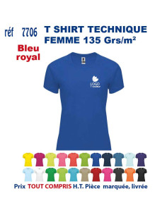 T-SHIRT SPORT RESPIRANT BLEU ROYAL HOMME OU FEMME REF 7705 7705 bleu royal T SHIRTS SPORT RESPIRANTS 135 GRS  5,40 €