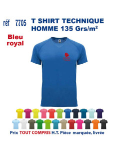 T-SHIRT SPORT RESPIRANT BLEU ROYAL HOMME OU FEMME REF 7705 7705 bleu royal T SHIRTS SPORT RESPIRANTS 135 GRS  5,40 € 2