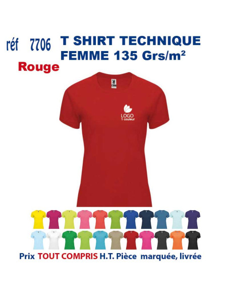 T-SHIRT SPORT RESPIRANT ROUGE HOMME OU FEMME REF 7705 7705 ROUGE T SHIRTS SPORT RESPIRANTS 135 GRS  5,40 €