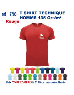 T-SHIRT SPORT RESPIRANT ROUGE HOMME OU FEMME REF 7705 7705 ROUGE T SHIRTS SPORT RESPIRANTS 135 GRS  5,40 €