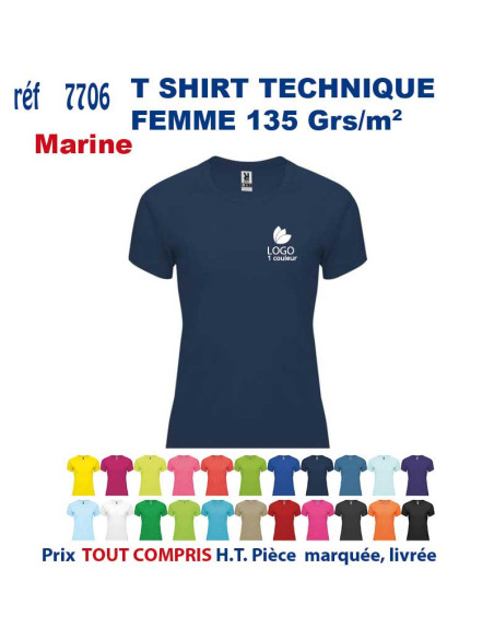 T-SHIRT SPORT RESPIRANT BLEU MARINE HOMME OU FEMME REF 7705 7705 bleu marine T SHIRTS SPORT RESPIRANTS 135 GRS  5,40 €