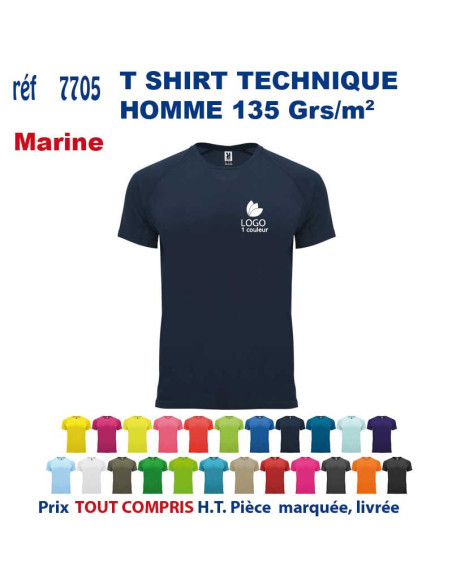 T-SHIRT SPORT RESPIRANT BLEU MARINE HOMME OU FEMME REF 7705 7705 bleu marine T SHIRTS SPORT RESPIRANTS 135 GRS  5,40 €