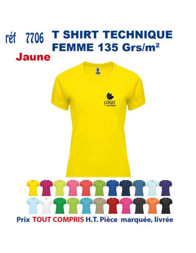 T-SHIRT SPORT RESPIRANT JAUNE HOMME OU FEMME REF 7705 7705 JAUNE T SHIRTS SPORT RESPIRANTS 135 GRS  5,40 €