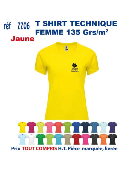T-SHIRT SPORT RESPIRANT JAUNE HOMME OU FEMME REF 7705 7705 JAUNE T SHIRTS SPORT RESPIRANTS 135 GRS  5,40 €