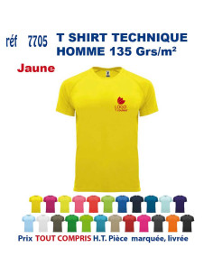 T-SHIRT SPORT RESPIRANT JAUNE HOMME OU FEMME REF 7705 7705 JAUNE T SHIRTS SPORT RESPIRANTS 135 GRS  5,40 €